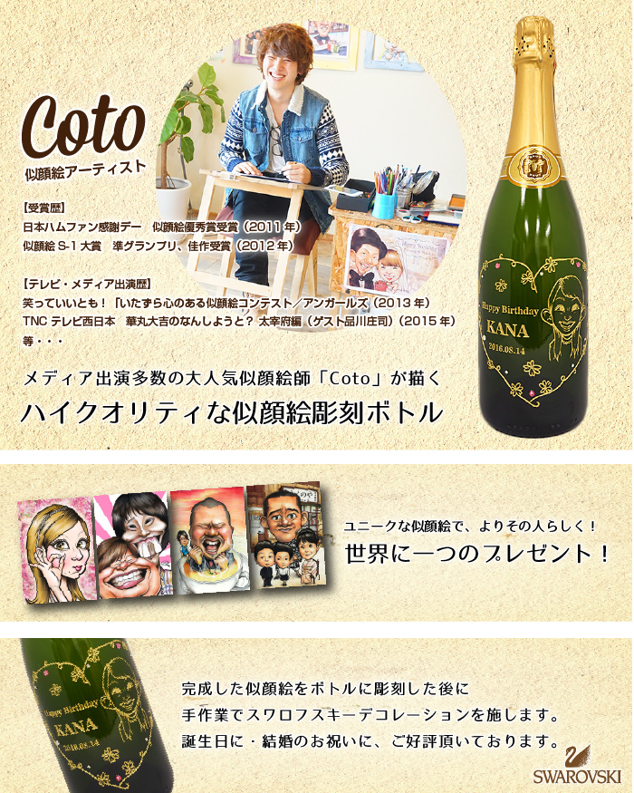 メディアにも多数出演している似顔絵師が描きます。